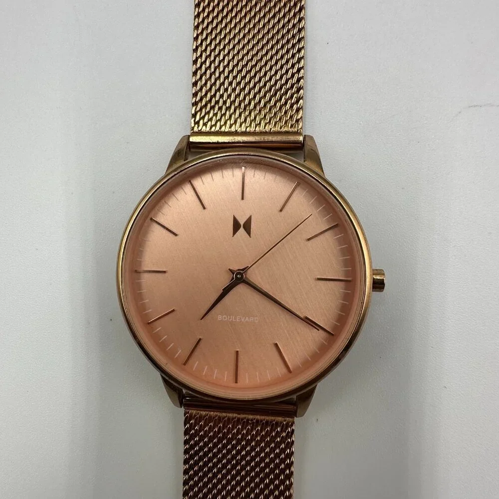 MVMT Hermosa Watch Women Rose Gold Tone 38MM Dial Mesh Band New Battery 8.5